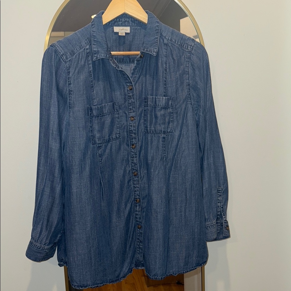 J. Jill Classic Chambray 100% Tencel Denim Shirt